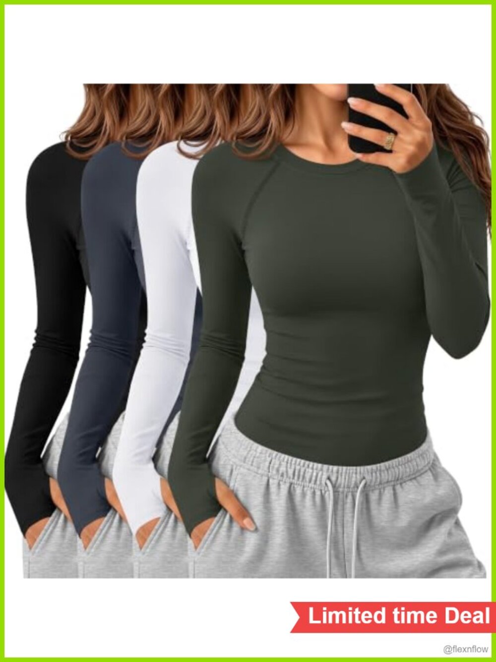 4 Pack Women's Seamless Athletic Tops Long Sleeve Workout Shirts with Thumb